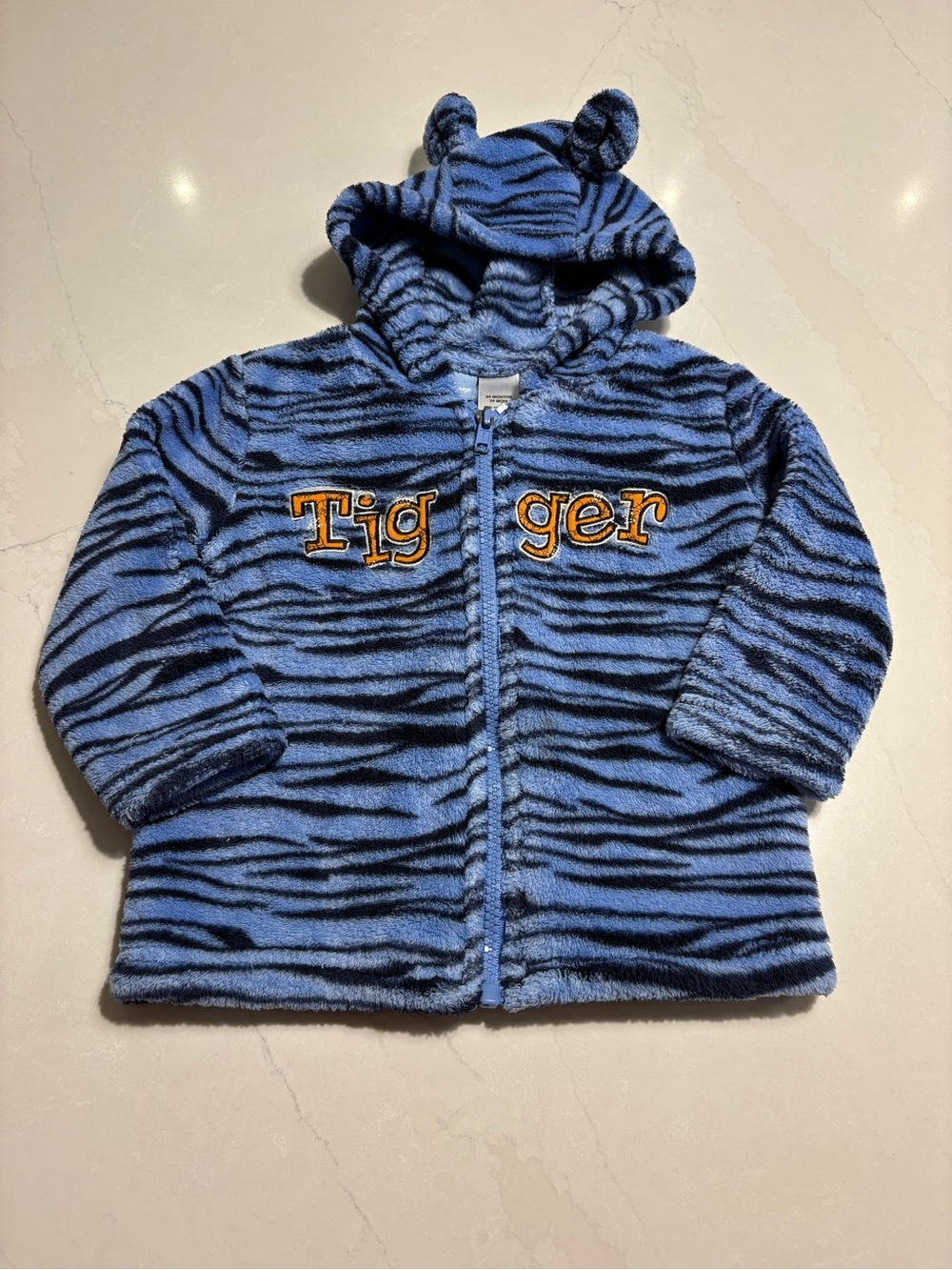 Disney Blue Tiger-Print Plush Hooded Jacket